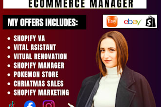 shopify dropshipping social media marketing shopify virtual assistant VA manage