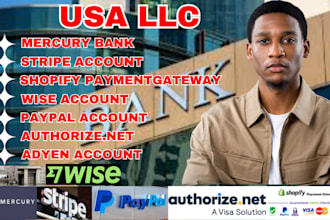 setup US llc wise mercury adyen stripe boa shopify payment  for non US residents