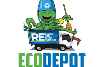 design a premium eco octopus mascot logo for your brand