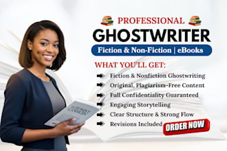be your ghostwriter, fiction or non fiction ghostwriting, ghost ebook writer