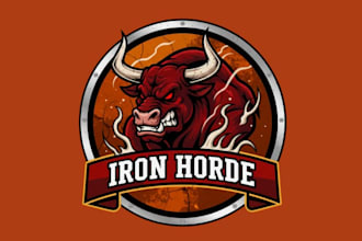 draw fierce angry bull mascot logo for your brand or team