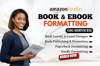 do book formatting for amazon kdp, ebook formatting and layout design