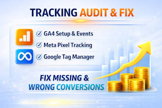 audit and fix ga4, meta pixel, GTM and conversion tracking issues