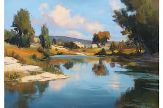 paint a real landscape oil painting on canvas