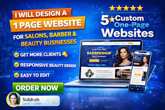 design a one page website for salons barbers and beauty businesses