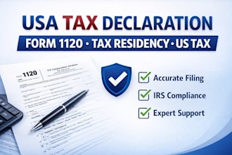 handle USA tax declaration, income tax returns 1120 and US tax residency