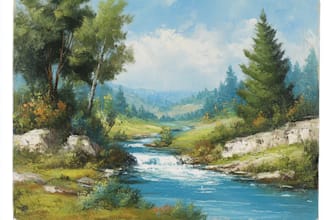 paint a real landscape oil painting on canvas
