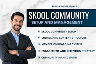 skool online community, skool community manager skool community promotion setup