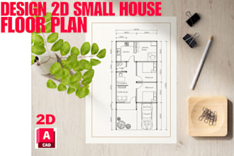 design 2d small house floor plan with accurate scaling