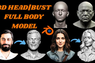 sculpt 3d head model 3d face likeness bust full body character for 3d printing