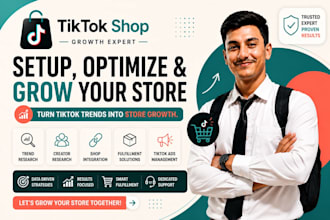 set up tiktok shop, products integration and manage affiliate, dropshipping, ads