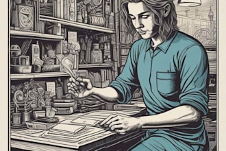 draw linocut illustration for tshirt design
