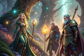 create fantasy game illustration and character illustration