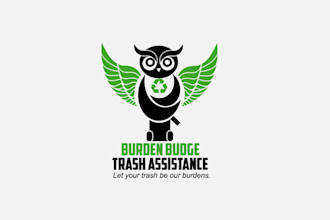 design exceptional burden budge trash assistance logo