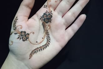 create hand drawn mehndi and floral line art designs