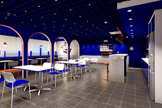renovate 3d vibrant cafeteria interior,communal area,casual events,psb,d5 render