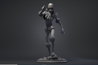 3d printable statue,2d warrior turn to 3d model,stl file,miniature figurine,idol
