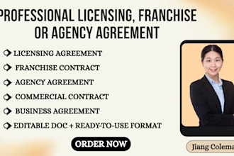 write a professional licensing, franchise or agency agreement in 24 hours