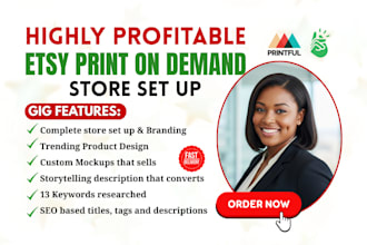 setup etsy print on demand store, etsy shop setup, print on demand for etsy shop