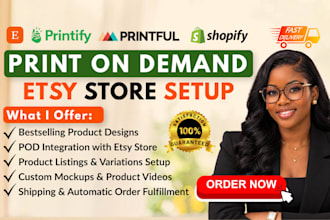 setup etsy print on demand store, etsy shop setup, print on demand for etsy shop
