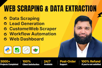 do website scraping, data extraction, lead generation with python web scraper