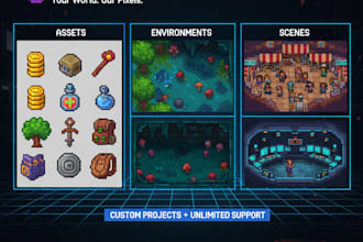 create professional pixel art tilesets , props for your game