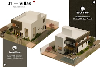 create  3d architectural renders for villas and buildings