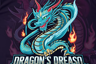 beautiful japanese dragon mascot logo with t shirt design