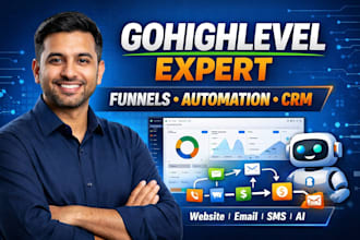 set up gohighlevel website, sales funnel, email SMS automation workflows