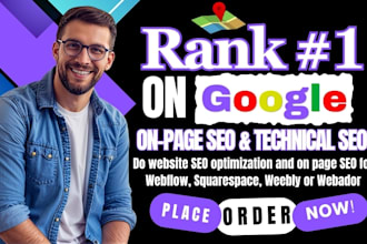 do website on page SEO optimization for webador, weebly, webflow or squarespace