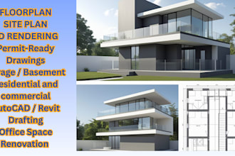 create basement, adu, garage floorplan in revit and autocad