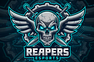 draw skull mascot logo design with unlimited review