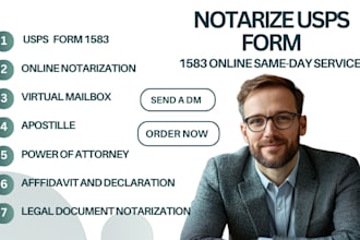 notarize usps form 1583 for virtual mailbox notarize legal document US notary