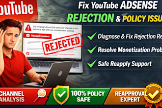 fix youtube adsense rejection and monetization policy issues