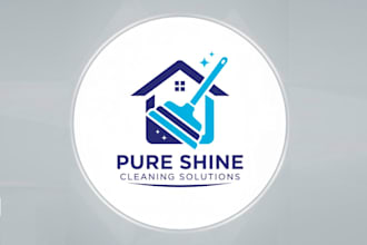 create unique clean house, janitorial or commercial cleaning service logo