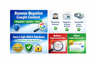 remove mugshots negative articles and links from google