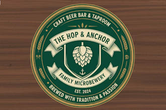 design family owned microbrewery new logo with beer bar brand