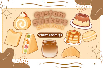 custom cute cartoon food illustration sticker