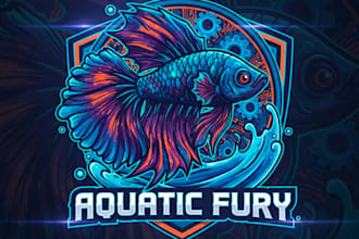 make unique betta fish mascot esports logo for your team or brand