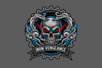 do badass skull smoke mascot logo for your brand stream merch