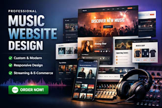 design a music website for artist, dj, bands, producer, studio