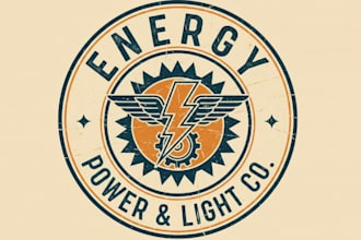 draw awesome energy vintage logo design with unlimited review