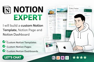 build custom notion template, notion design, notion workspace, notion database