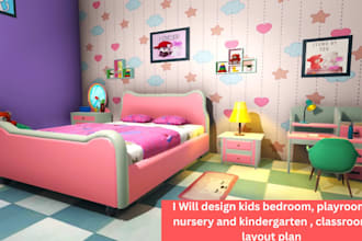 design kids bedroom, playroom, nursery and kindergarten , classroom layout plan