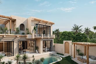cgi vacation home,villa exterior design,3d apartment interior,bedroom render,skp