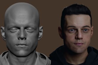 sculpt realistic 3d head model, 3d face, 3d head bust model for 3d printing