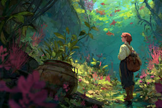create digital art and background illustration for you