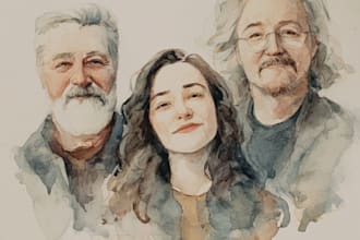 create a watercolor family portrait