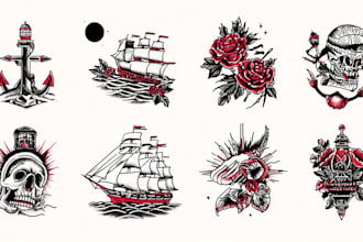 do traditional or old school style tattoo design