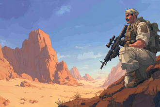 draw 2d game art military character design